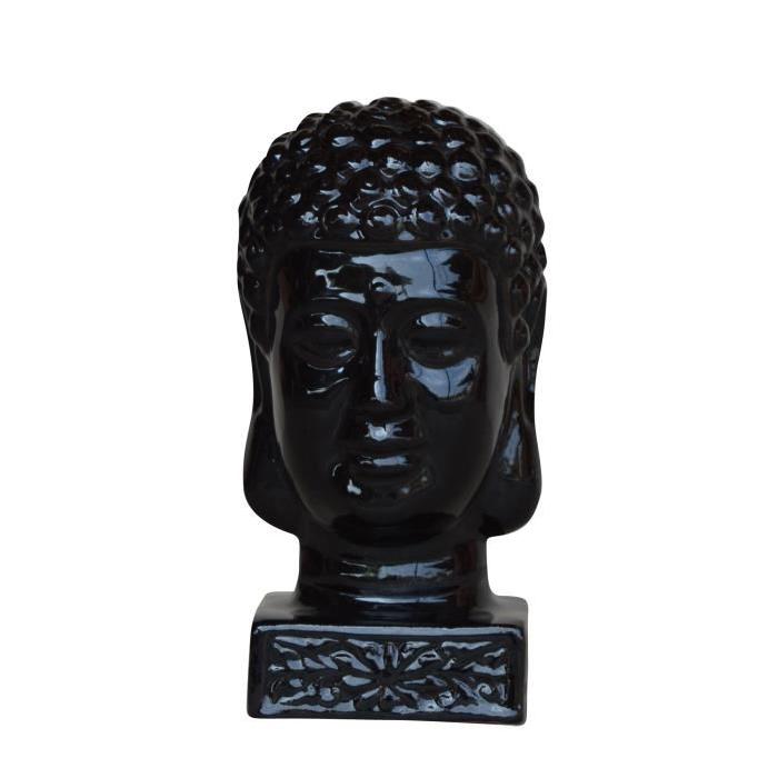 HOMEA Tete de bouddha émaillée déco Ř17xH33 cm noir