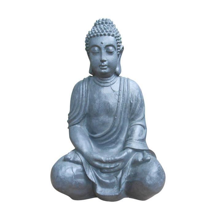 HOMEA Bouddha assis déco H50 cm gris