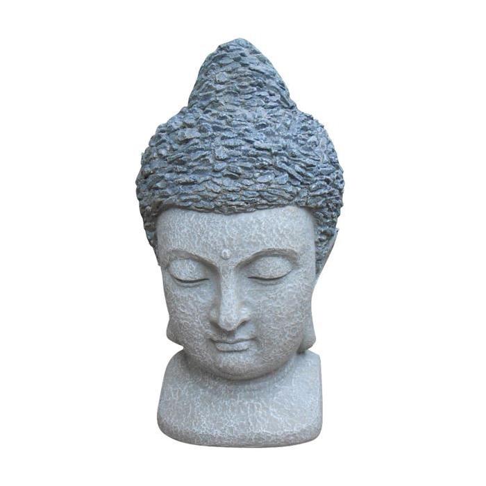 HOMEA Tete de Bouddha déco 47 cm gris