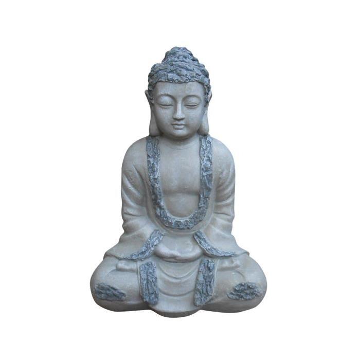 HOMEA Bouddha assis déco H38 cm gris