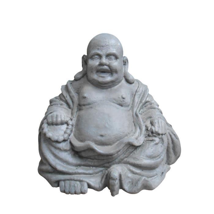 HOMEA Happy Bouddha déco H21cm gris