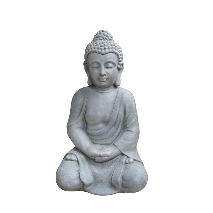 HOMEA Statut Bouddha assis déco H46 cm gris