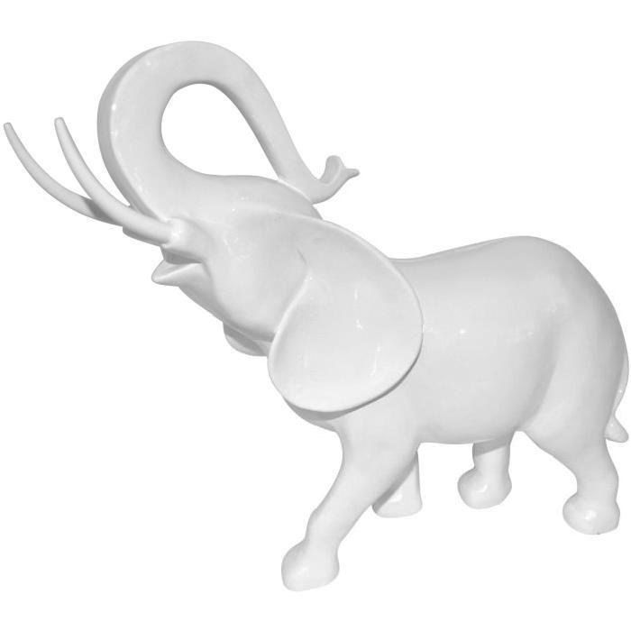 HOMEA Eléphant déco en polyrésine 35,5x15xH37 cm blanc