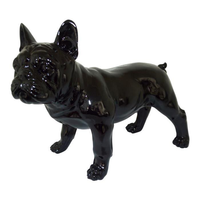 HOMEA Bouledogue déco en polyrésine 41,5x21,5xH32,5 cm noir