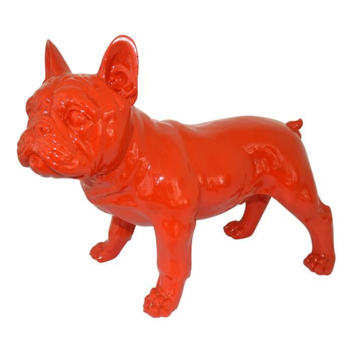 HOMEA Bouledogue déco en polyrésine 41,5x21,5xH32,5 cm rouge