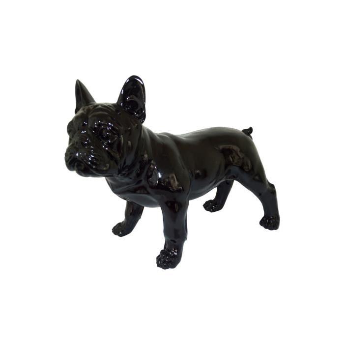 HOMEA Bouledogue déco en polyrésine 26,5x13,5xH22 cm noir