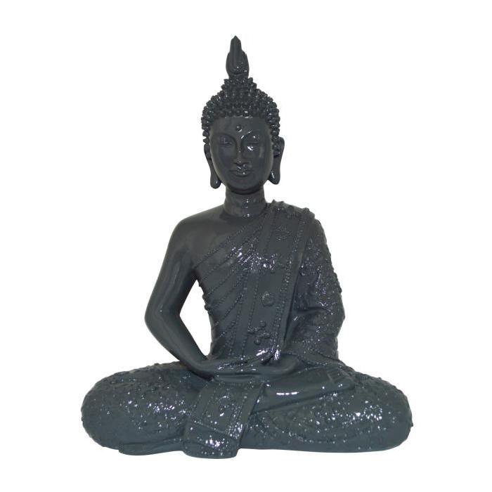 HOMEA Bouddha déco en polyrésine 22x12xH28,5 cm gris