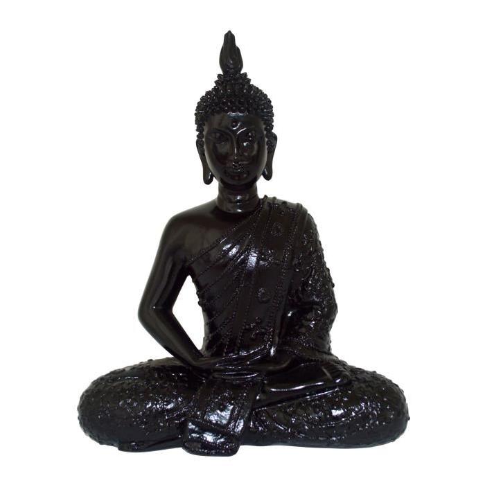 HOMEA Bouddha déco en polyrésine 22x12xH28,5 cm noir