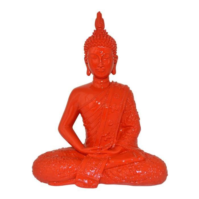 HOMEA Bouddha déco en polyrésine 22x12xH28,5 cm rouge