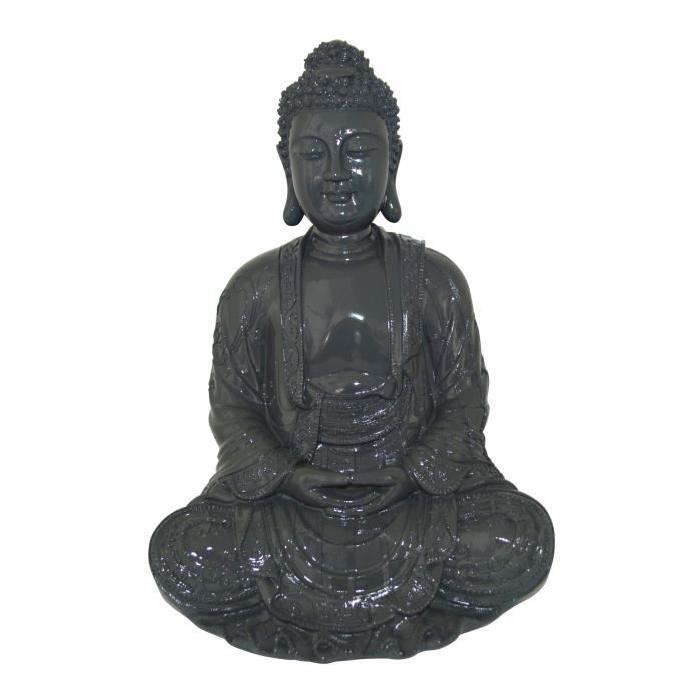 HOMEA Bouddha déco en polyrésine 24,5x23,5xH35,5 cm gris