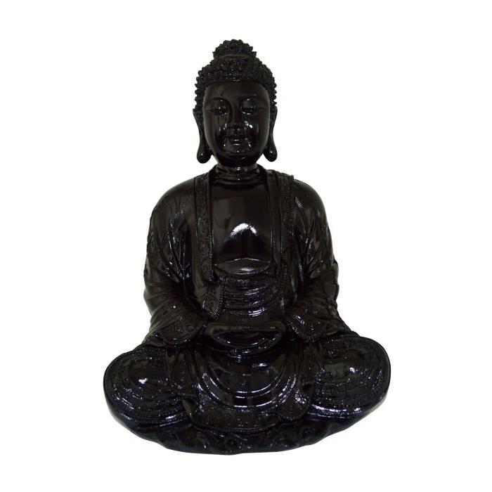 HOMEA Bouddha déco en polyrésine 24,5x23,5xH35,5 cm noir