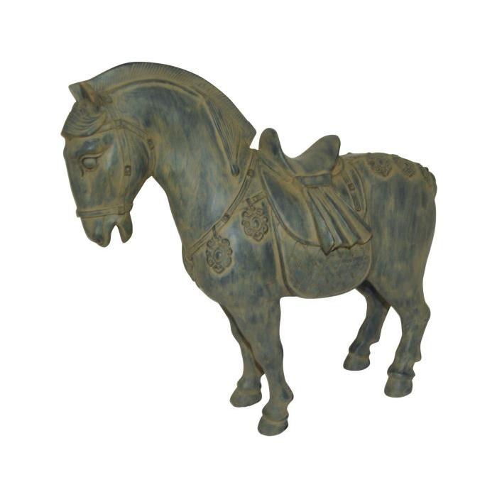 HOMEA Cheval déco en polyrésine 31x12xH28,5 cm gris