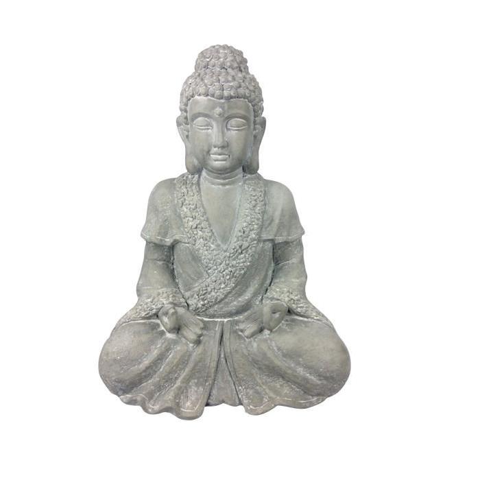 HOMEA Bouddha assis déco H42 cm blanc