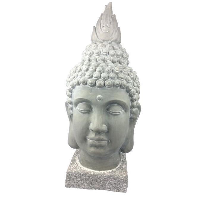 HOMEA Tete de Bouddha déco H62 cm blanc