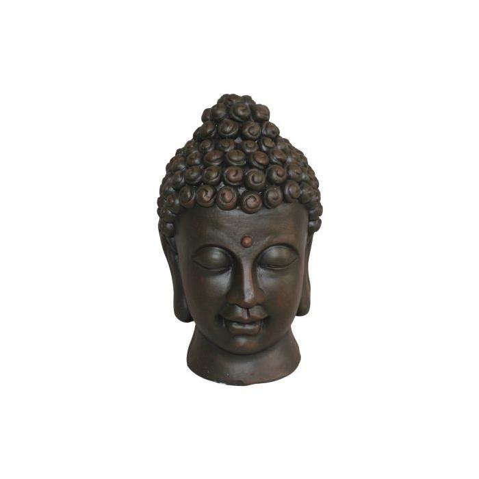 HOMEA Tete de Bouddha déco 20x20xH32 cm chocolat