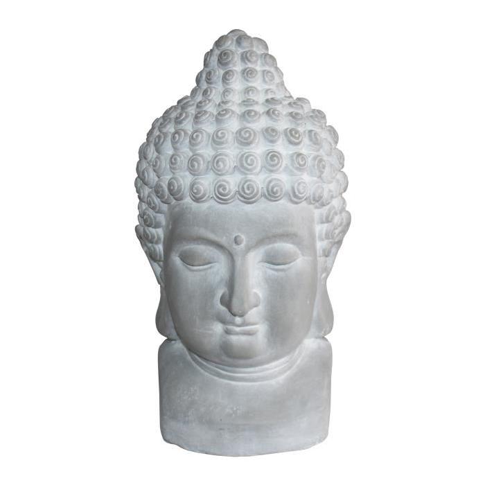 HOMEA Tete de Bouddha déco 28x29xH50 cm blanc