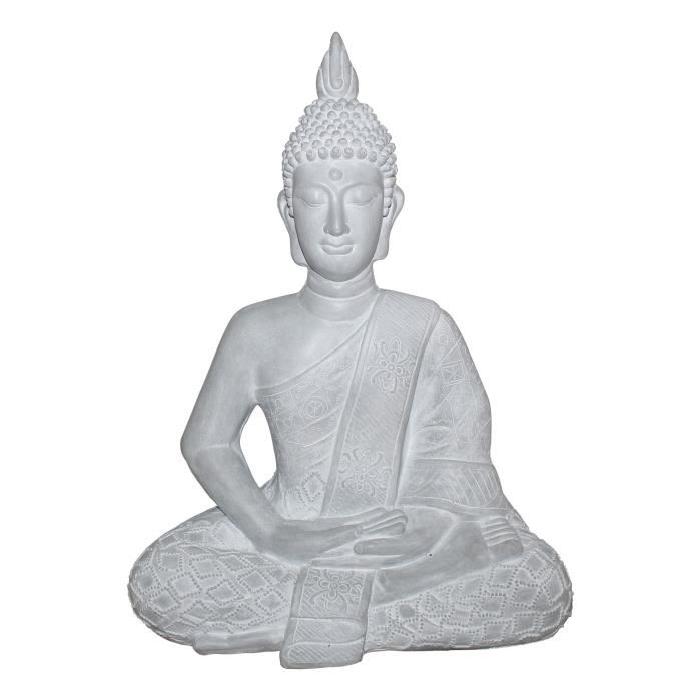 HOMEA Bouddha déco 47x30xH60 cm blanc