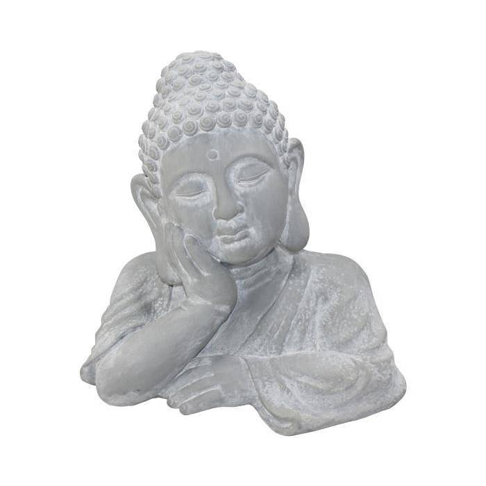 HOMEA Busta Bouddha déco 35x24,5xH34,5 cm blanc