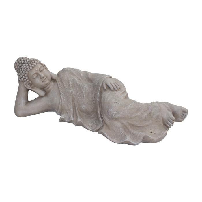 HOMEA Bouddha couché déco 80x29xH25 cm creme