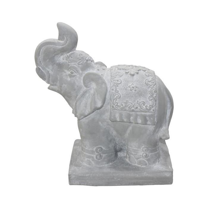 HOMEA Eléphant déco 33x18xH40 cm blanc