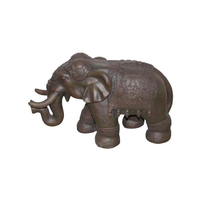 HOMEA Eléphant déco 65x26xH40 cm chocolat