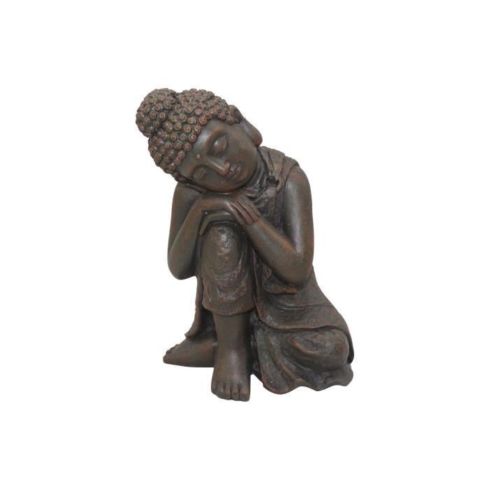 HOMEA Bouddha penseur déco 13x12xH19,5 cm chocolat