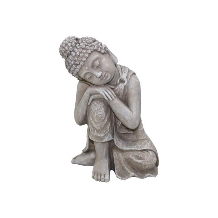 HOMEA Bouddha penseur déco 13x12xH19,5 cm creme