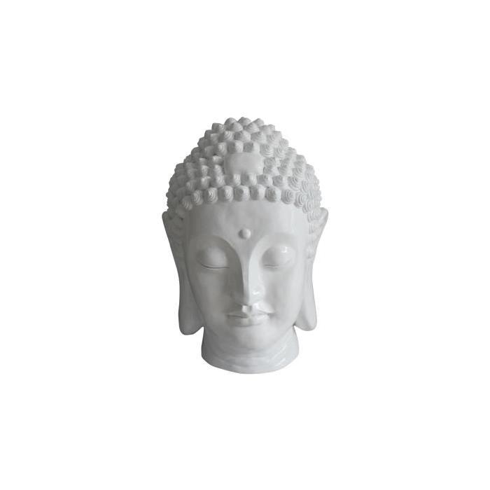 HOMEA Tete de bouddha déco en magnésie 23,5x22,5xH34 cm blanc