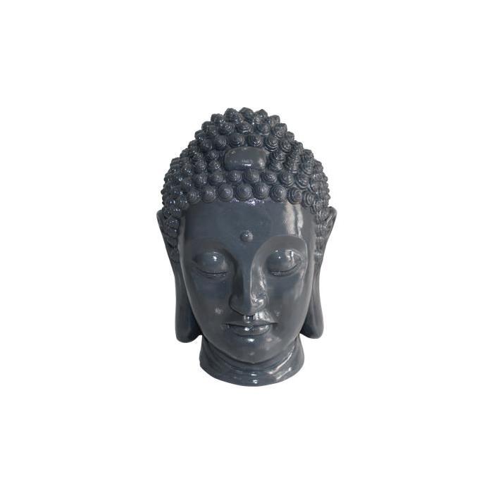 HOMEA Tete de bouddha déco en magnésie 23,5x22,5xH34 cm gris