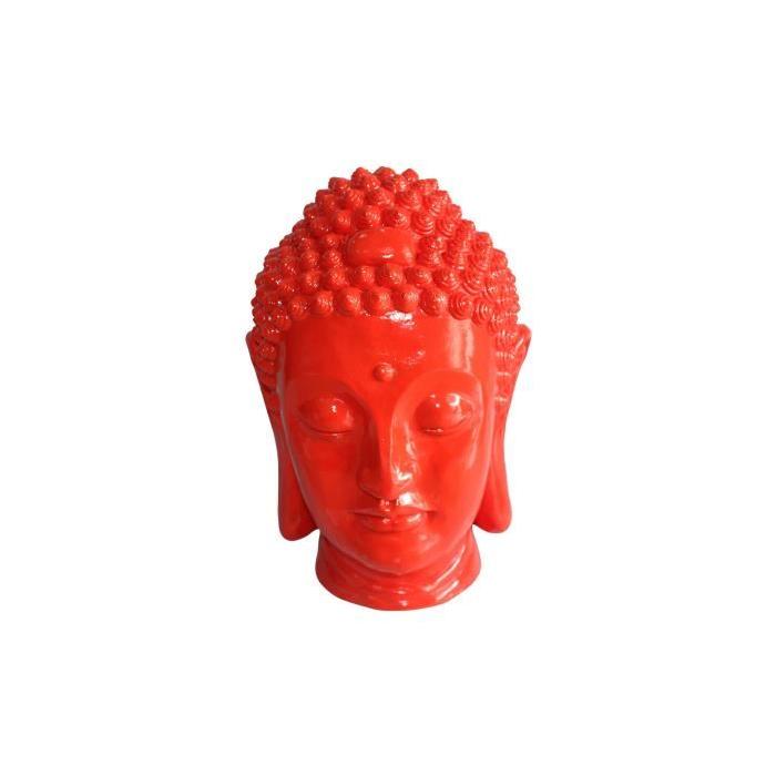 HOMEA Tete de bouddha déco en magnésie 23,5x22,5xH34 cm rouge