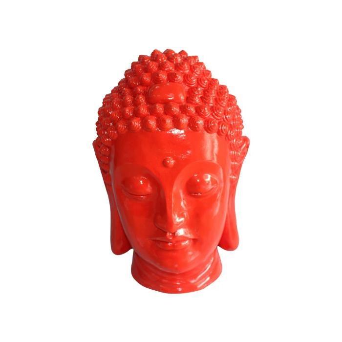 HOMEA Tete de bouddha déco en magnésie 32x31,5xH42,5 cm rouge