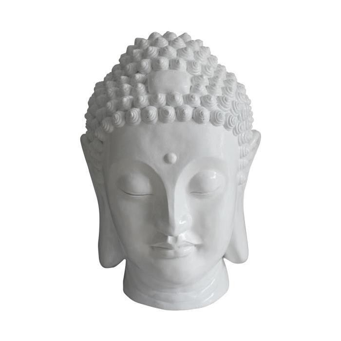 HOMEA Tete de bouddha déco en magnésie 35x34xH52 cm blanc