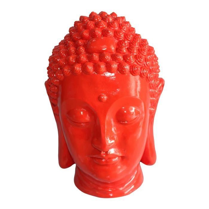 HOMEA Tete de bouddha déco en magnésie 35x34xH52 cm rouge