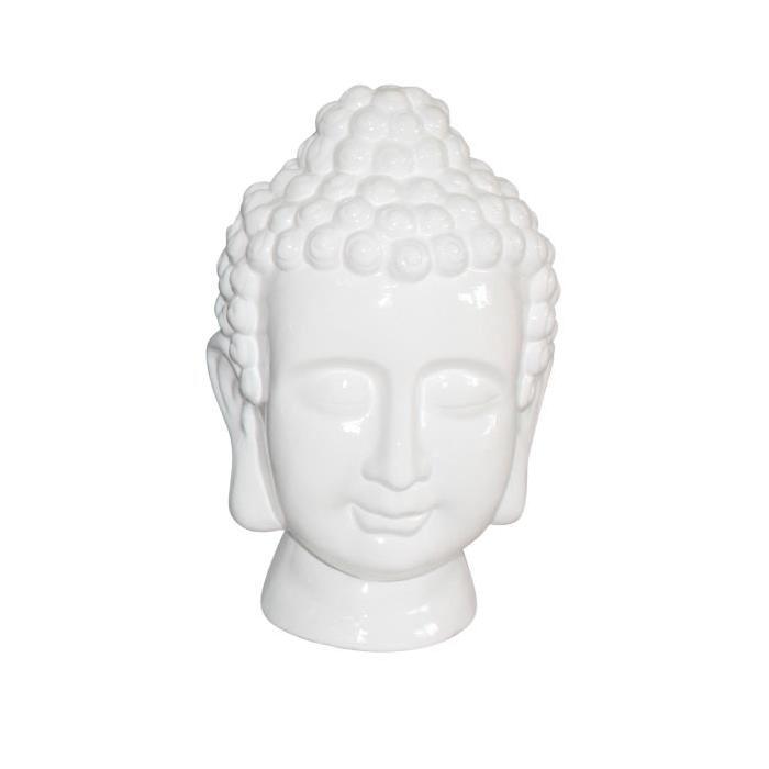 HOMEA Tete de bouddha en céramique 20x20xH31 cm blanc