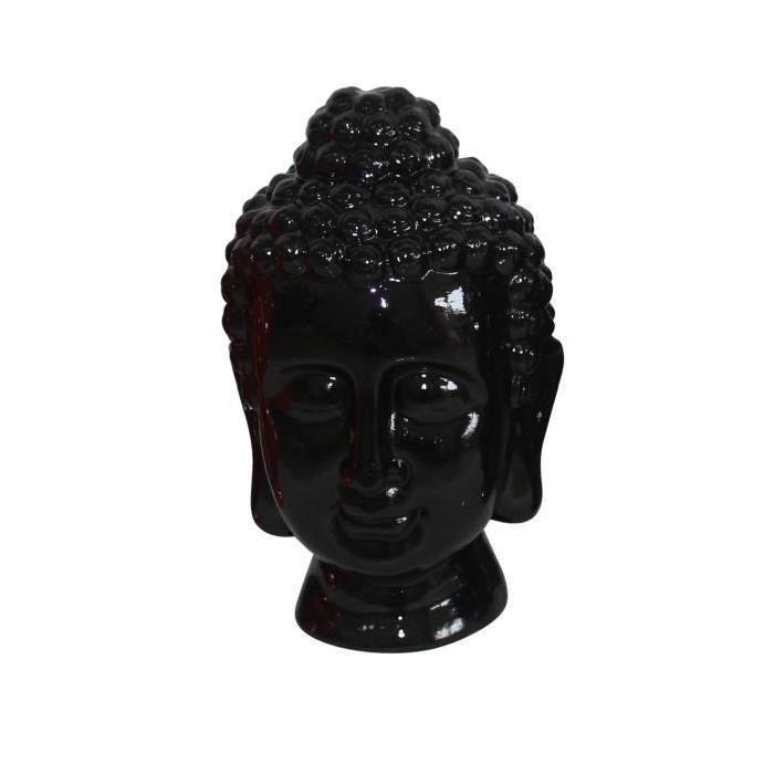 HOMEA Tete de bouddha en céramique 20x20xH31 cm noir