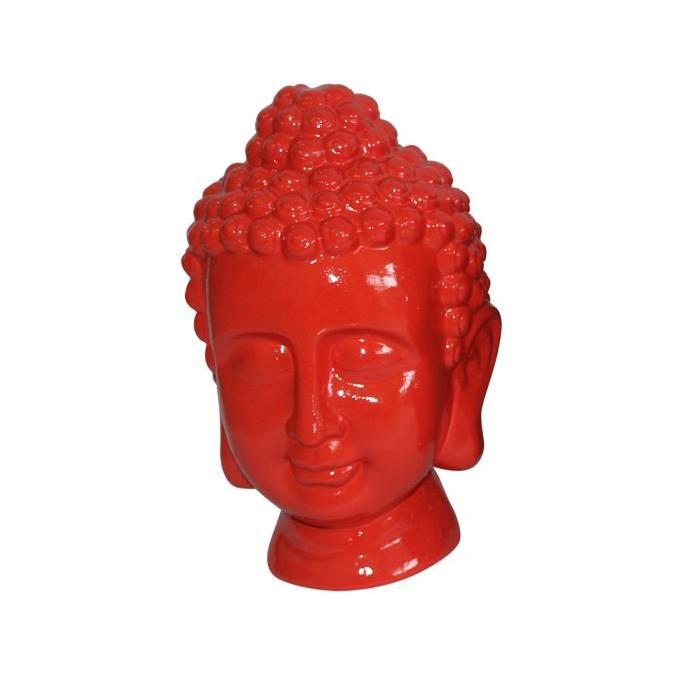 HOMEA Tete de bouddha en céramique 20x20xH31 cm rouge