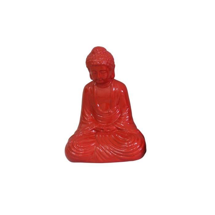HOMEA Bouddha en céramique 13x9xH19 cm rouge