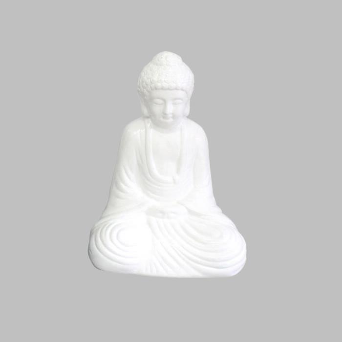HOMEA Bouddha en céramique 17x13xH25 cm blanc