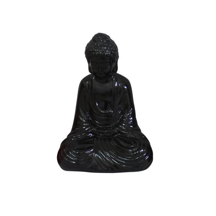HOMEA Bouddha en céramique 17x13xH25 cm noir