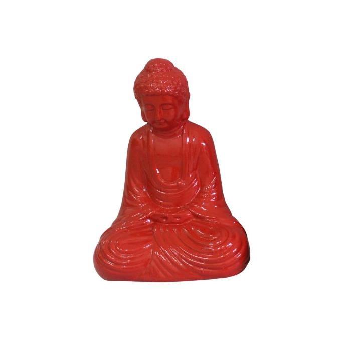 HOMEA Bouddha en céramique 17x13xH25 cm rouge