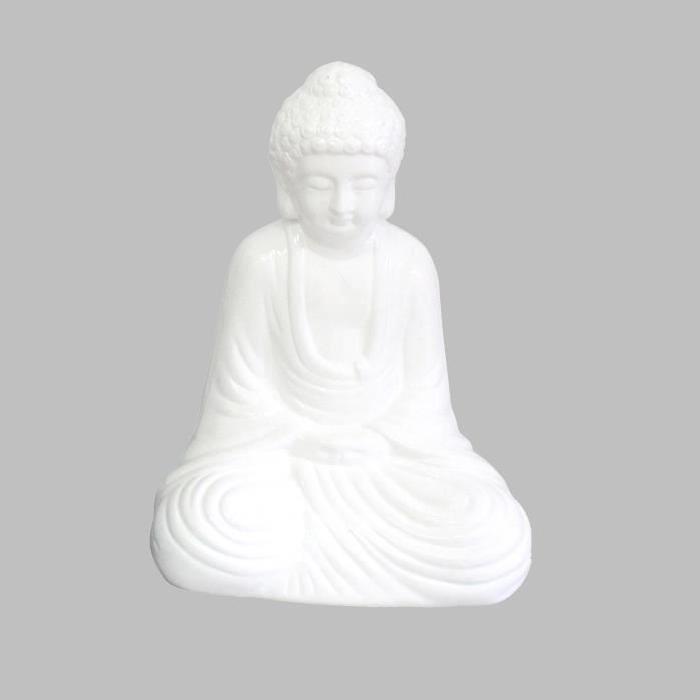 HOMEA Bouddha en céramique 21x14xH30 cm blanc