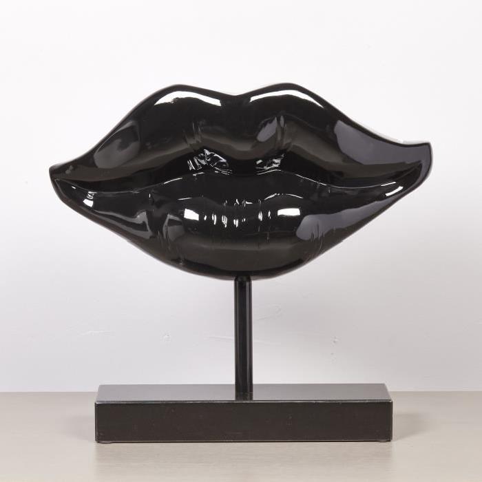 Statuette de bouche sur pied marbré 62,5x17x28 cm noir