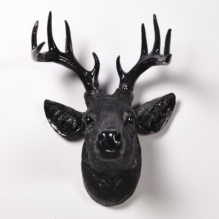 Trophé tete de cerf 57x25,5x46,5 cm noir