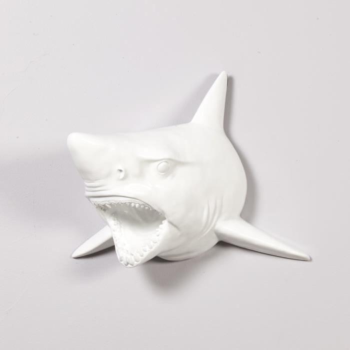 Trophée requin 36x30x21,5 cm blanc