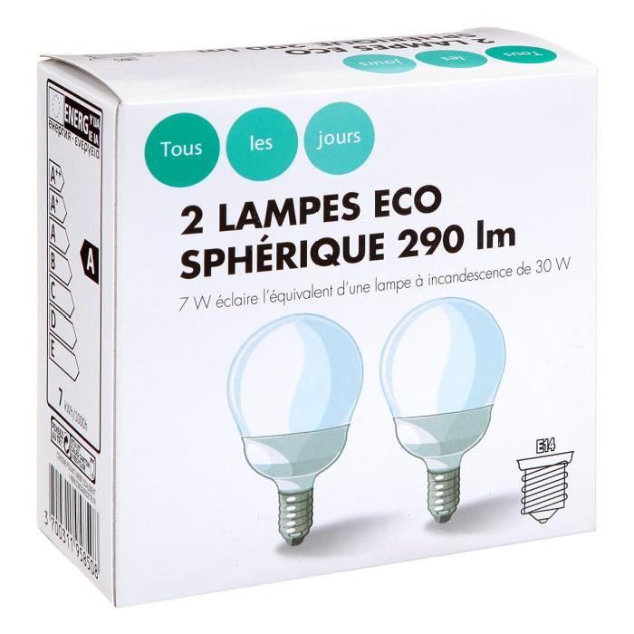 Lot de 2 Ampoules ECO80 spher 7W E14