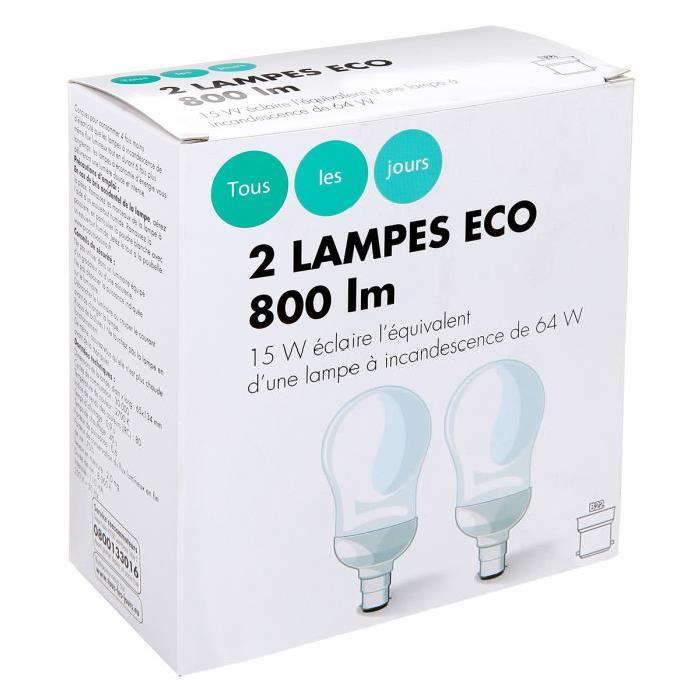 TOUS LES JOURS Eco80 2 Ampoules Std 15w B22