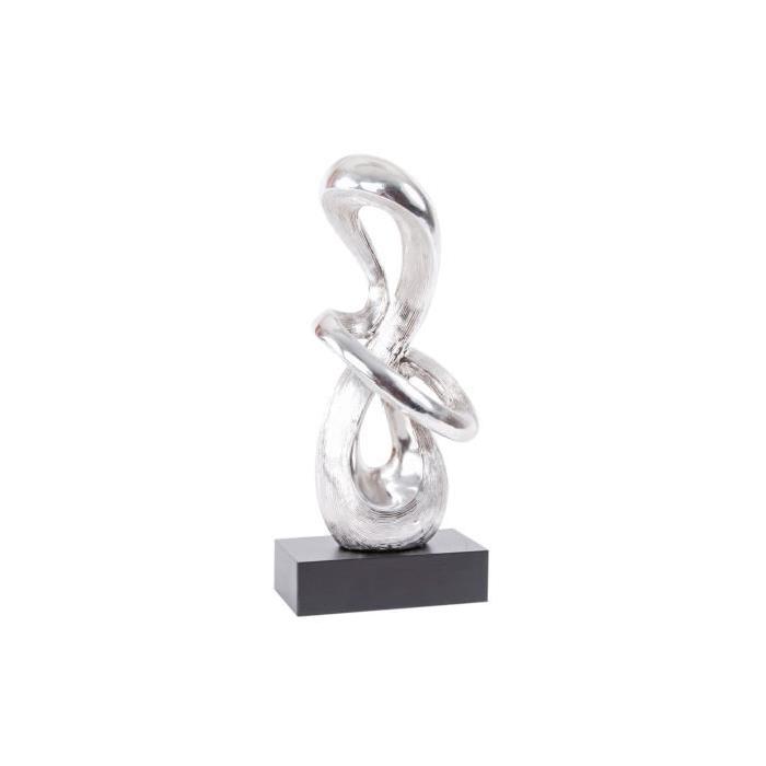 MODERN Statue déco en résine de bois - 15 x 12 x 36 cm - Platine