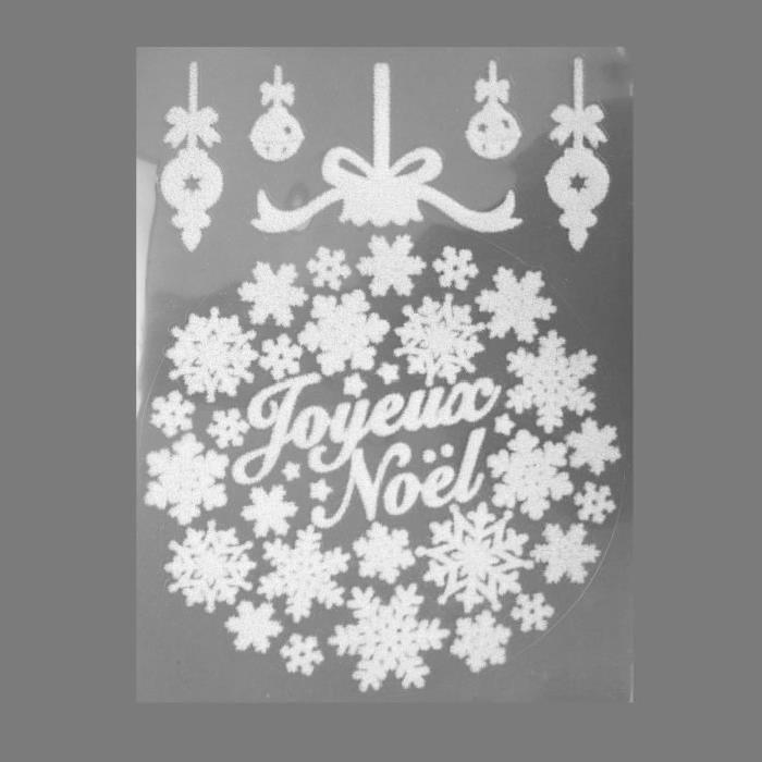 Sticker de Noël Floqué boule en PVC Blanc 29,5 cm