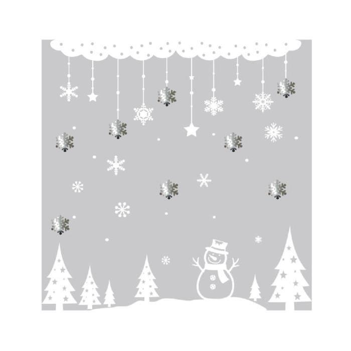 Sticker de Noël paysage hivernal en PVC Blanc 90x40cm