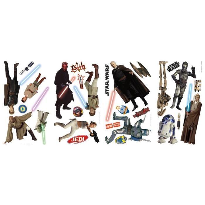 STAR WARS Stickers Muraux Enfant 4 Planches Repositionnables